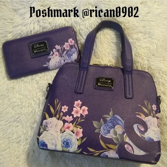 Loungefly Disneyย The Little Mermaid UrsulaโFloral Satchel andโWallet - Picture 2 of 16